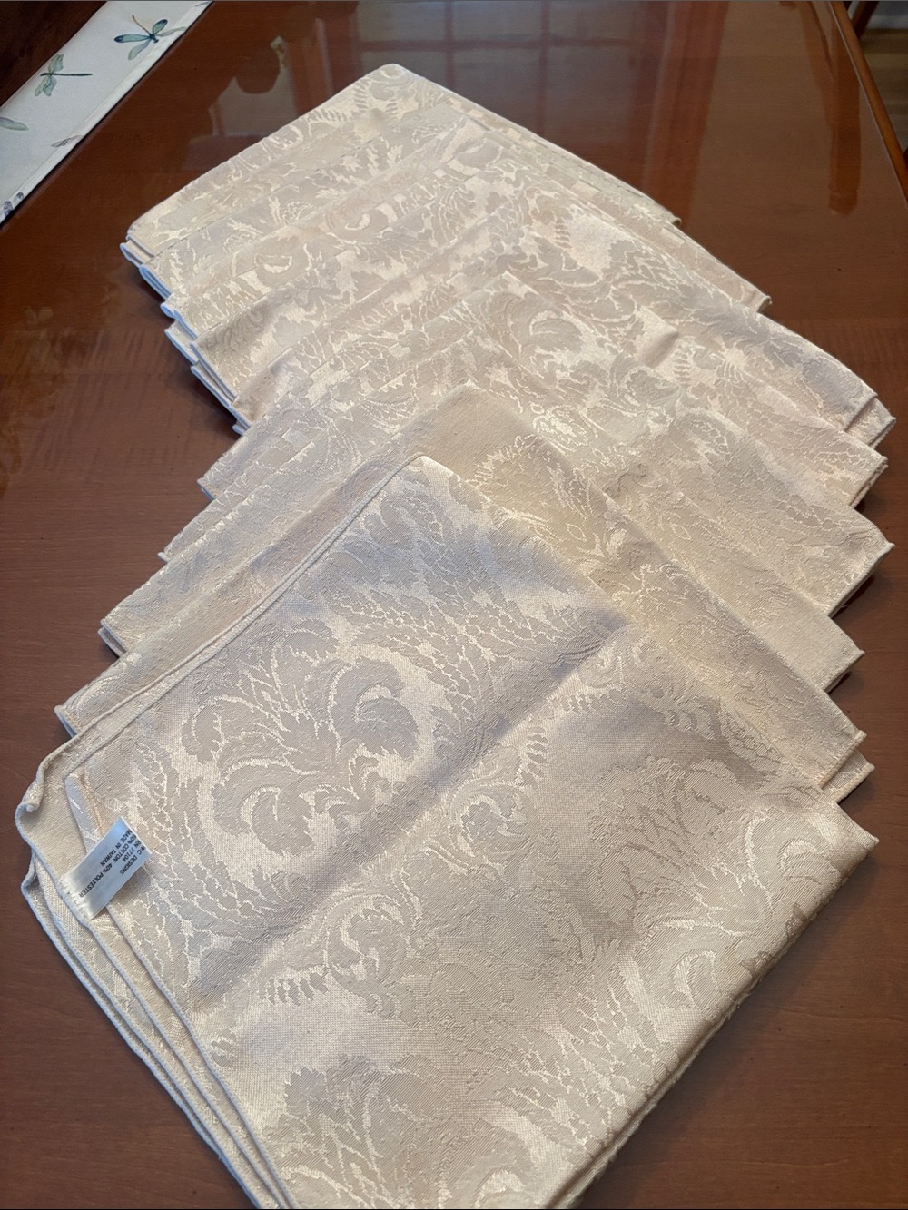 Damask Cotton Napkins Cream Set of 12